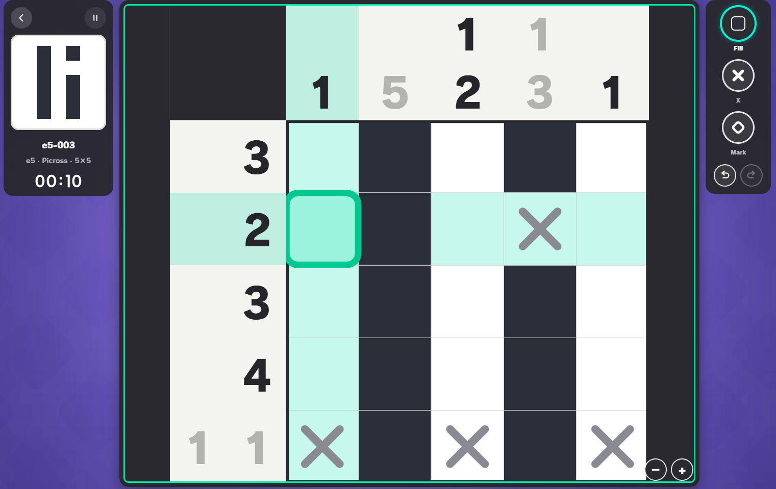 Screenshot of an early build of Picross S++